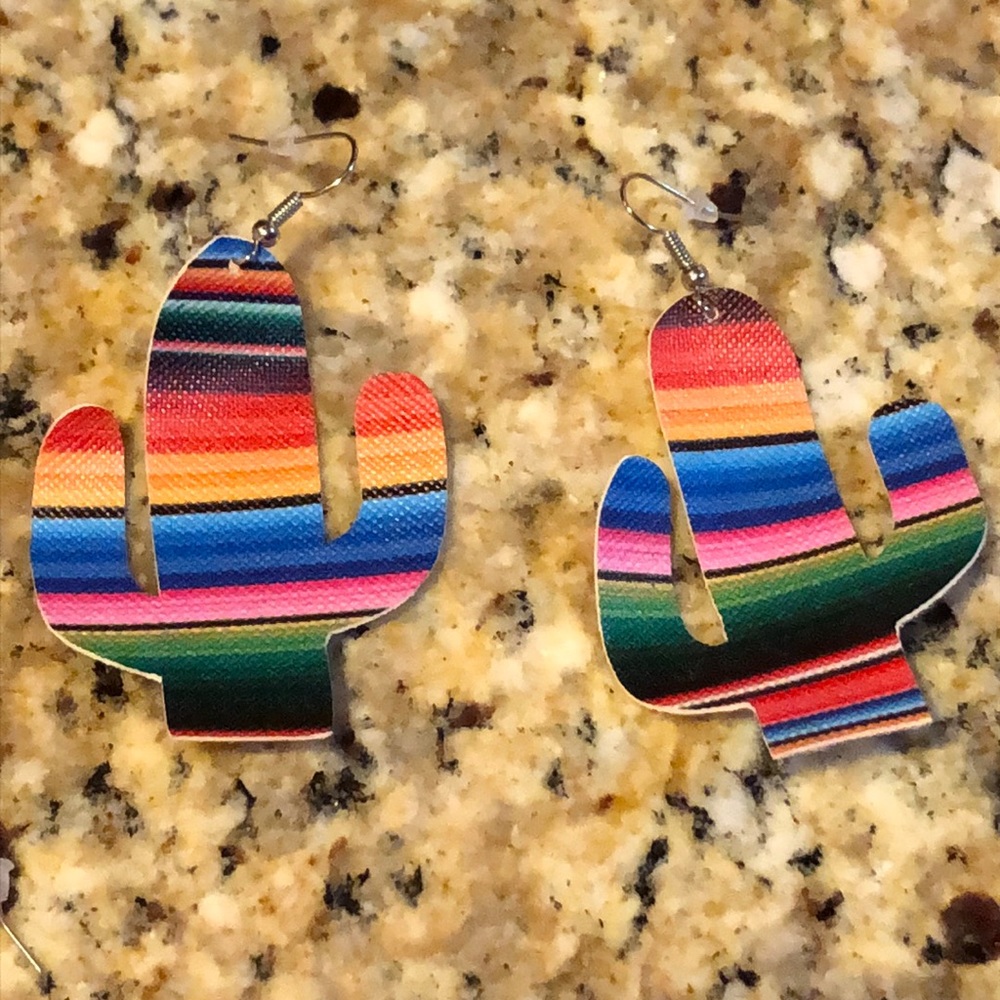 Serape cactus earrings